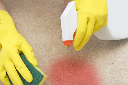 Professional rug cleaning service in a Westminster home interior