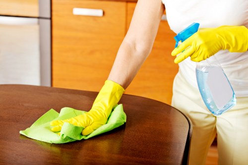 Professional office cleaners working in a central Westminster building